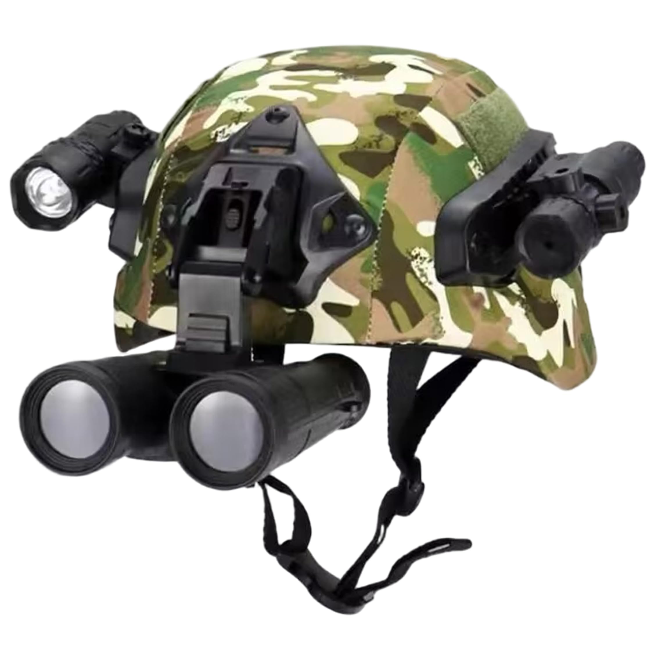 Casque balistique, Casque léger pour Enfants avec télescope et Lampe de Poche, Ensemble Complet de Costume Militaire Airsoft et Cosplay avec Rails modulaires