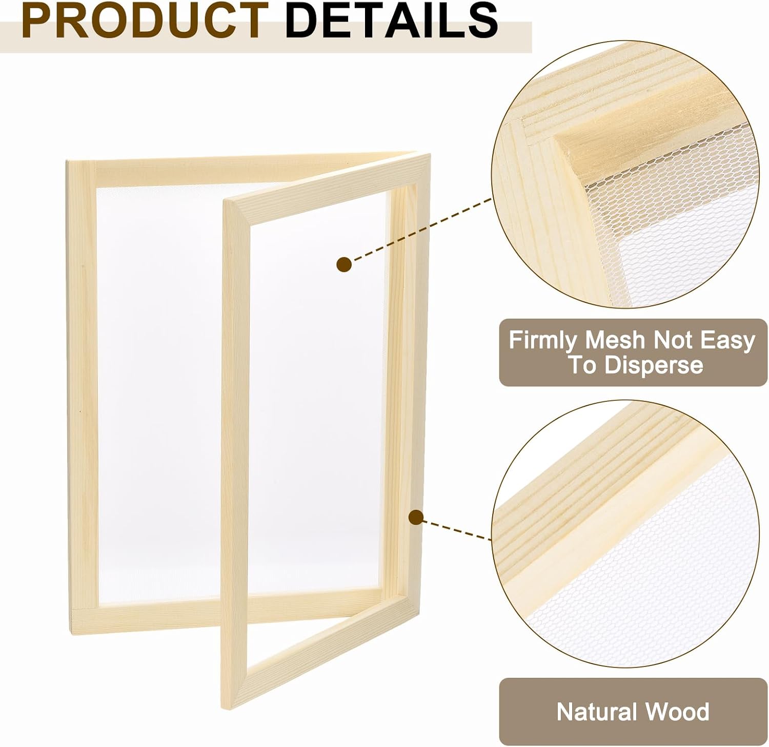 MECCANIXITY 2 Pcs Paper Making Screen Wooden Paper Making Mould 13.4x9.8 Inch Papermaking Frame Kit Double Layer for DIY Paper Craft Making Cards, Bookmarks