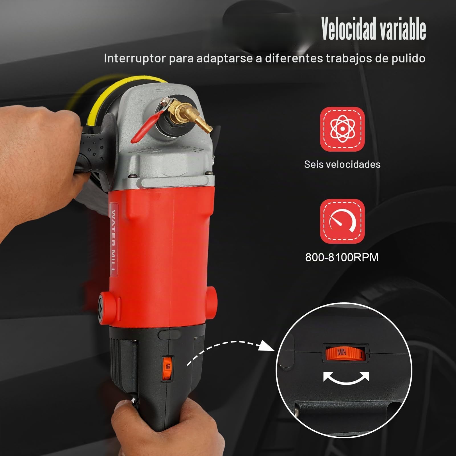 Pulidora de agua 1400W Máquina pulidora para mármol cemento granito terrazo con disco de pulido velocidad variable