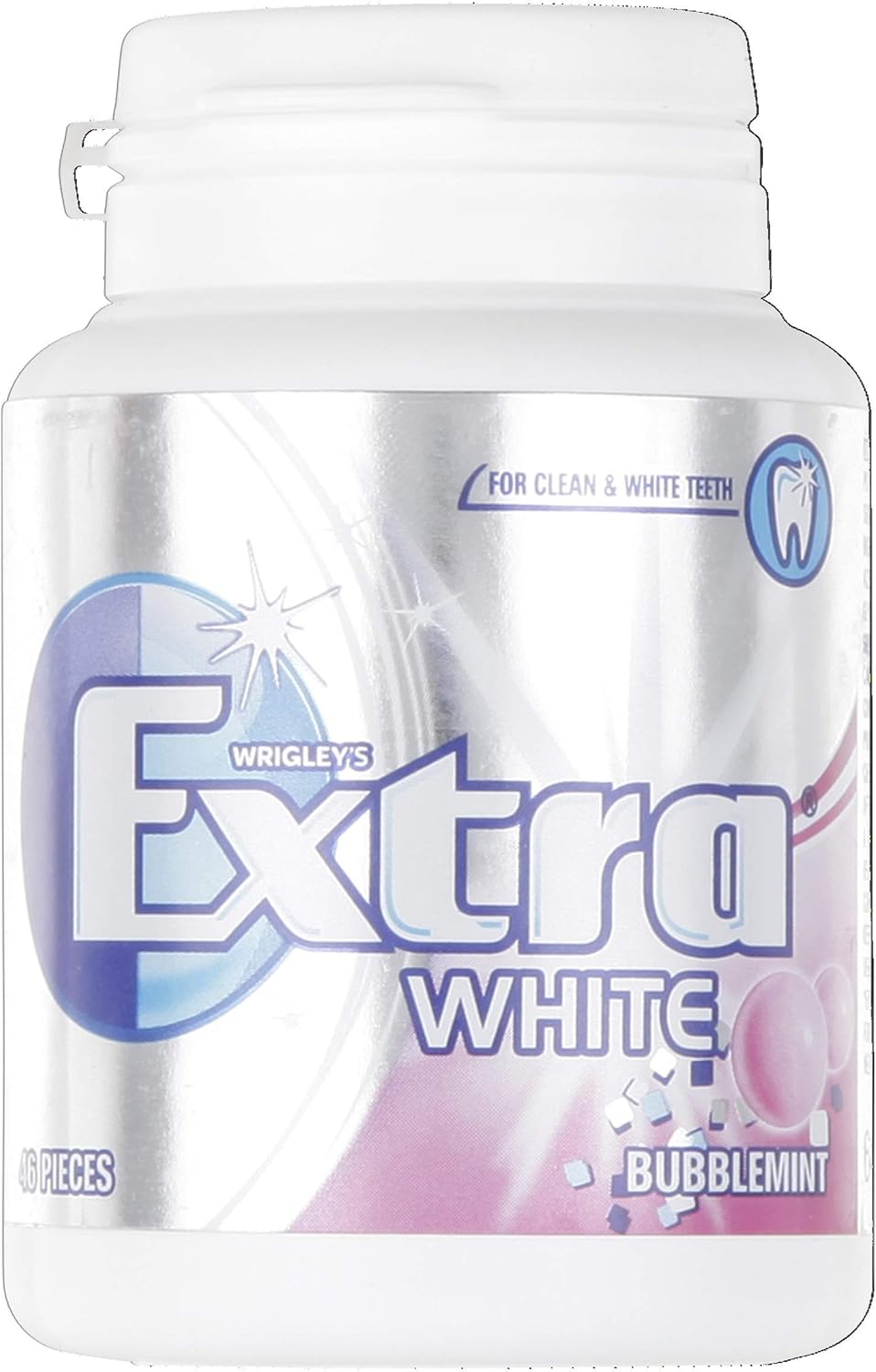 Wrigley's Extra White Bubblemint Chewing Gum Bottle including, 46