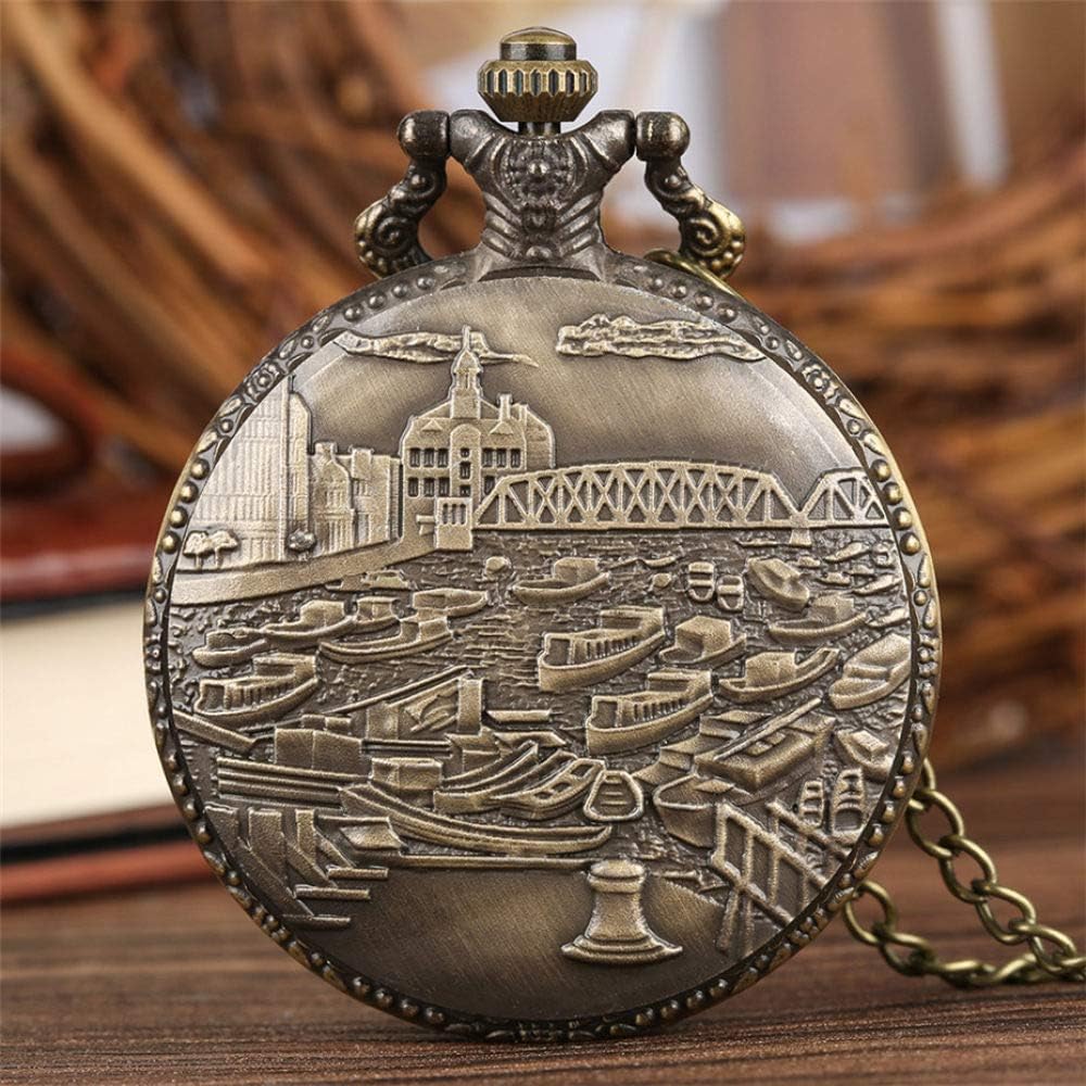 ヴィンテージ懐中時計クラシックオールド上海クォーツブロンズ絶妙なネックレススチームパンクユニセックスペンダント時計チェーン付きクリス