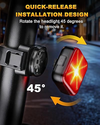 Miniatura 7 de WSDCAM Luces de bicicleta para conducción nocturna, 5 modos LED brillantes para seguridad en el ciclismo, luz delantera y trasera recargable, luz