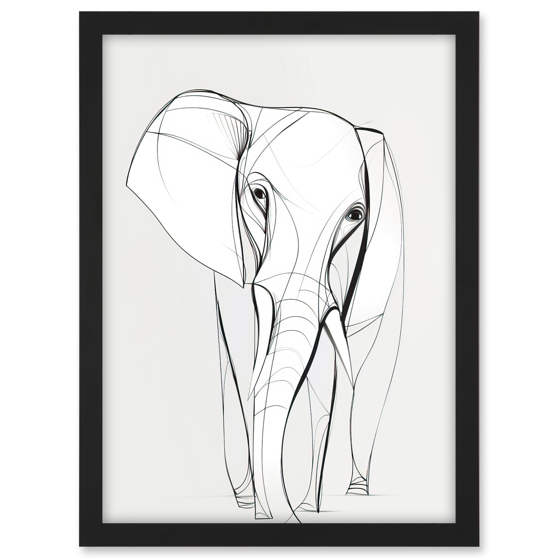 Artery8 Elephant Minimal Line Simple Drawing Illustration Artwork Framed A3 Wall Art Print