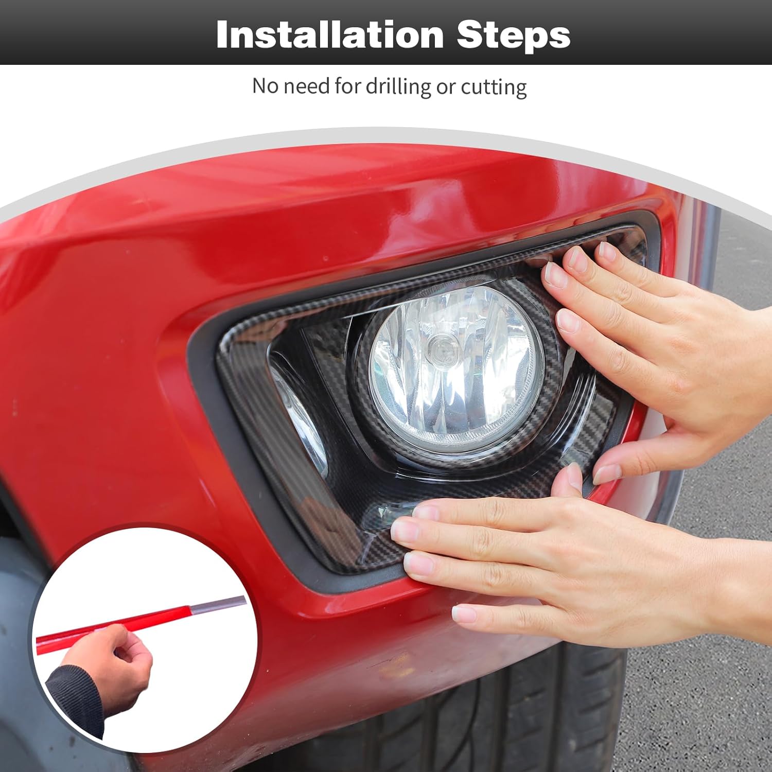 CheroCar for Colorado Front Fog Light Covers Fog Lamp Trim Exterior Accessories for 2015 2016 2017 2018 2019 2020,Carbon fiber