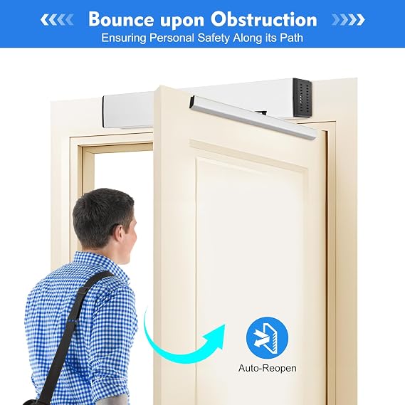 Automatic Swing Door Opener Heavy Duty Electric Swing Gate Opener with 2 Remote & Push Button Set, Pull & Push Arm Swing Door Closer