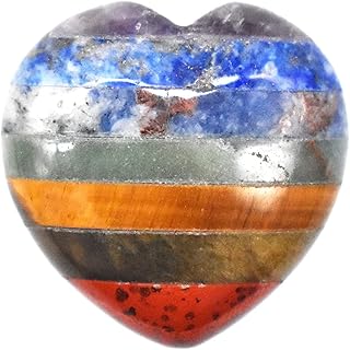 Cristaux de Guérison Naturels,Guador 7 Chakra Pierre Precieuse Cristal Thérapeutique de Lithothérapie Pierre de Guérison de Sept Couleurs Pierre de L'anxiété Pierre de Guérison(Forme de coeur)