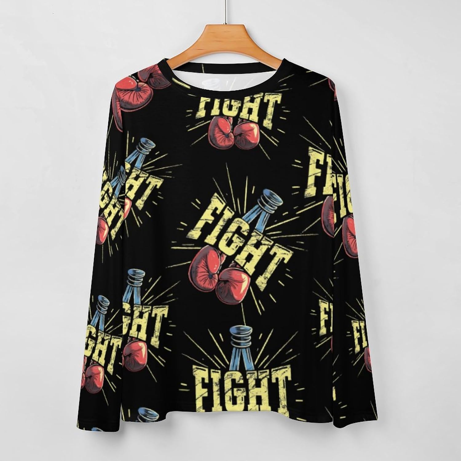 Fight Lung Cancer Awareness Women's Pajama Top Sleepwear Pajamas Sleep T-Shirt Long Sleeve Shirt Crewneck Tee