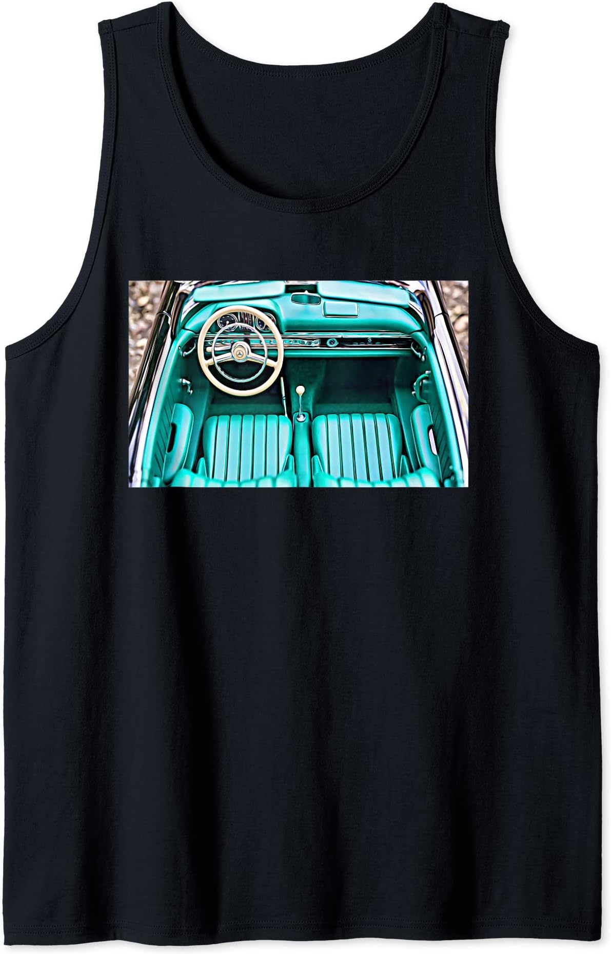 Vintage Sports Car Classic Bucket Seats Stick Illustration Tank Top
