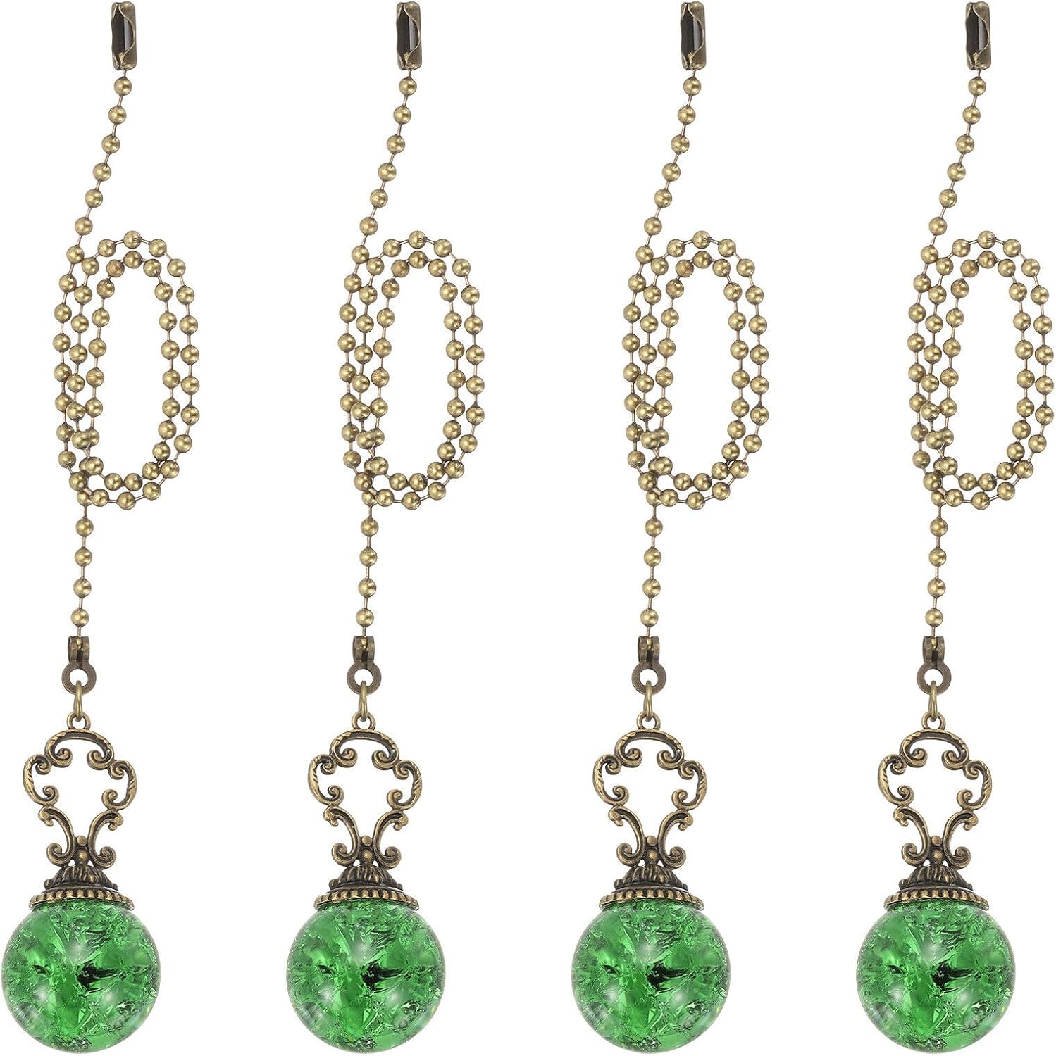 Home and Garden Parts 4 Pcs 15" Crystal Ceiling Fan Pull Chain Green (Crystal Ice Ball) #CN/251024/06501