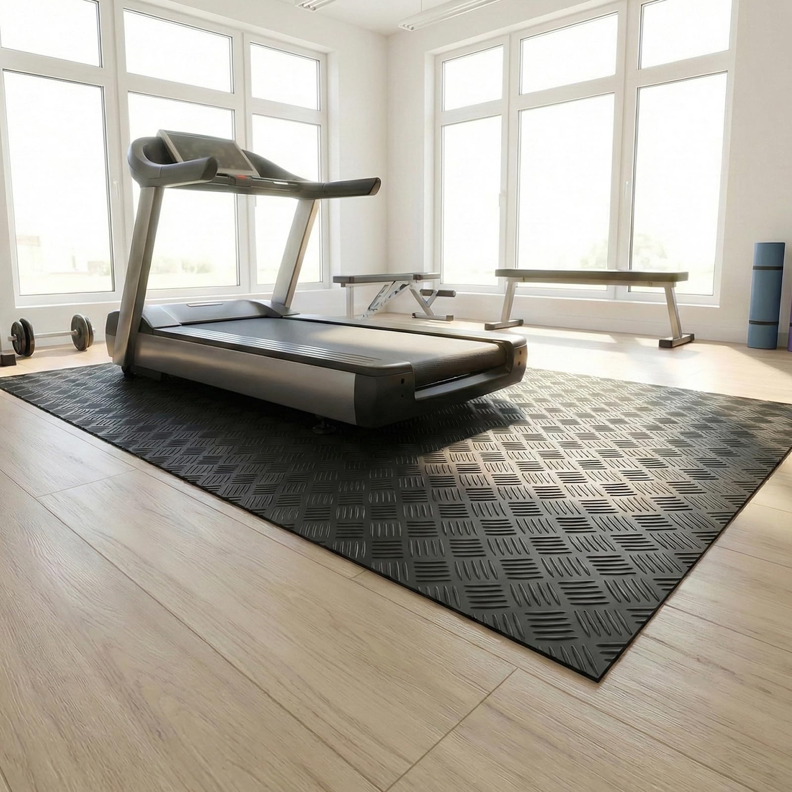 uyoyous Tapis en caoutchouc strié au mètre - 300 x 100 cm - Pour garage | Tapis en caoutchouc de 3 mm d'épaisseur - Pour garage - Antidérapant - Protection du sol - Noir