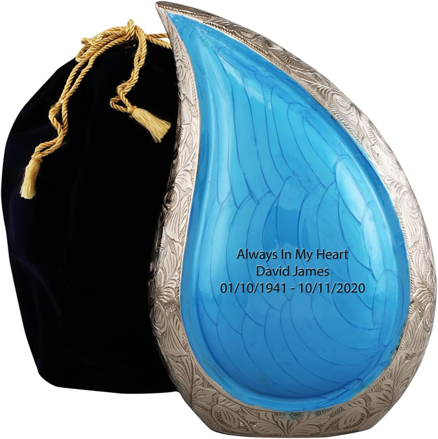 Cremation URN Modern Teardrop Cremation URN for Human Ashes Adult for Funeral, Burial, OR Home, URNS for Ashes, (Blue Customize)