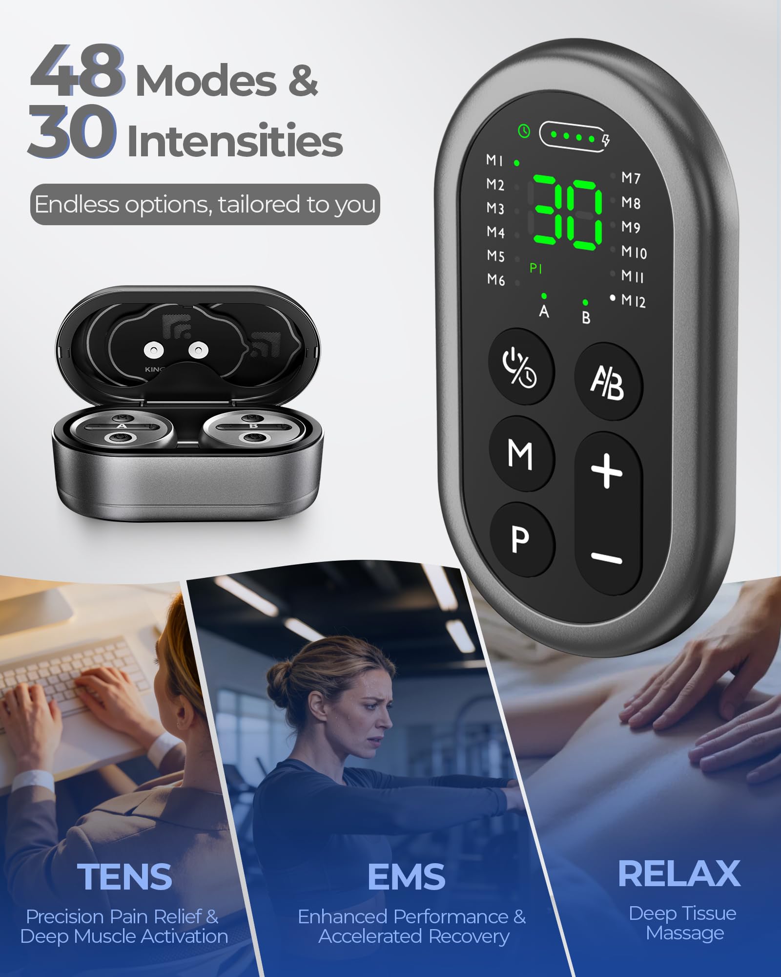 Kingpavonini 48 Modes Wireless TENS Unit Muscle Stimulator, Model HZ9151B — Amazon image 5