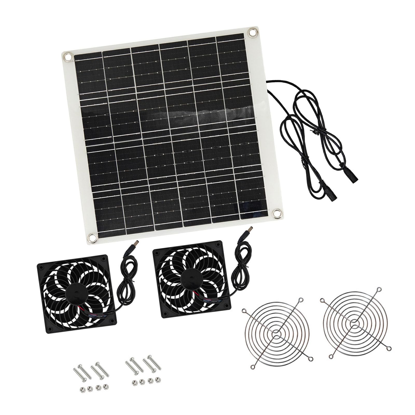 Solars Powered Fan Set 15W for Greenhouses Chicken Coops Pet Houses and Garage with IPX7 Waterproof Solars Panel Camping Fan