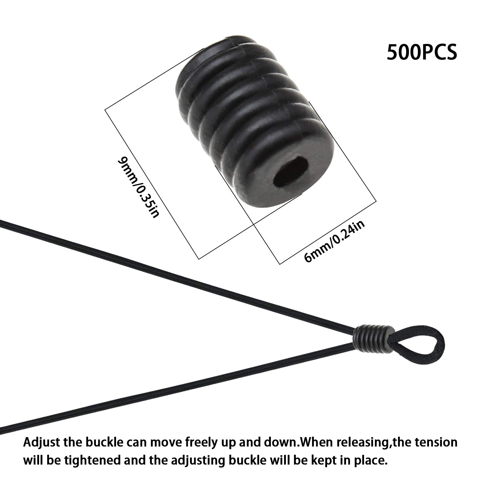 500 Pièces Cordons Serrures Silicone Noir - Ajusteurs Élastiques Pour Chapeaux, Masques Et Vêtements