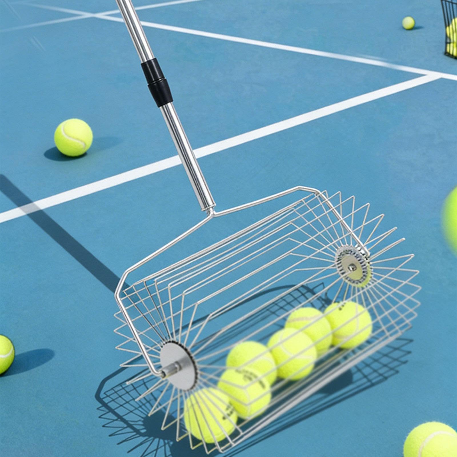 Recogedor de Pelotas de Tenis Oshhni, Herramienta de Recogida Rápida, Ligero, con Ruedas