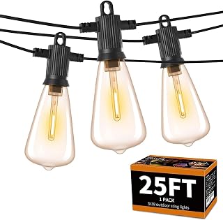 ZOTOYI Outdoor String Lights, 25 FT Bistro Lights with 13 Shatterproof ST38 LED Bulbs, Waterproof Connectable String Lights for Outside, Patio Lights String Outdoor for Backyard Porch Decor Gift