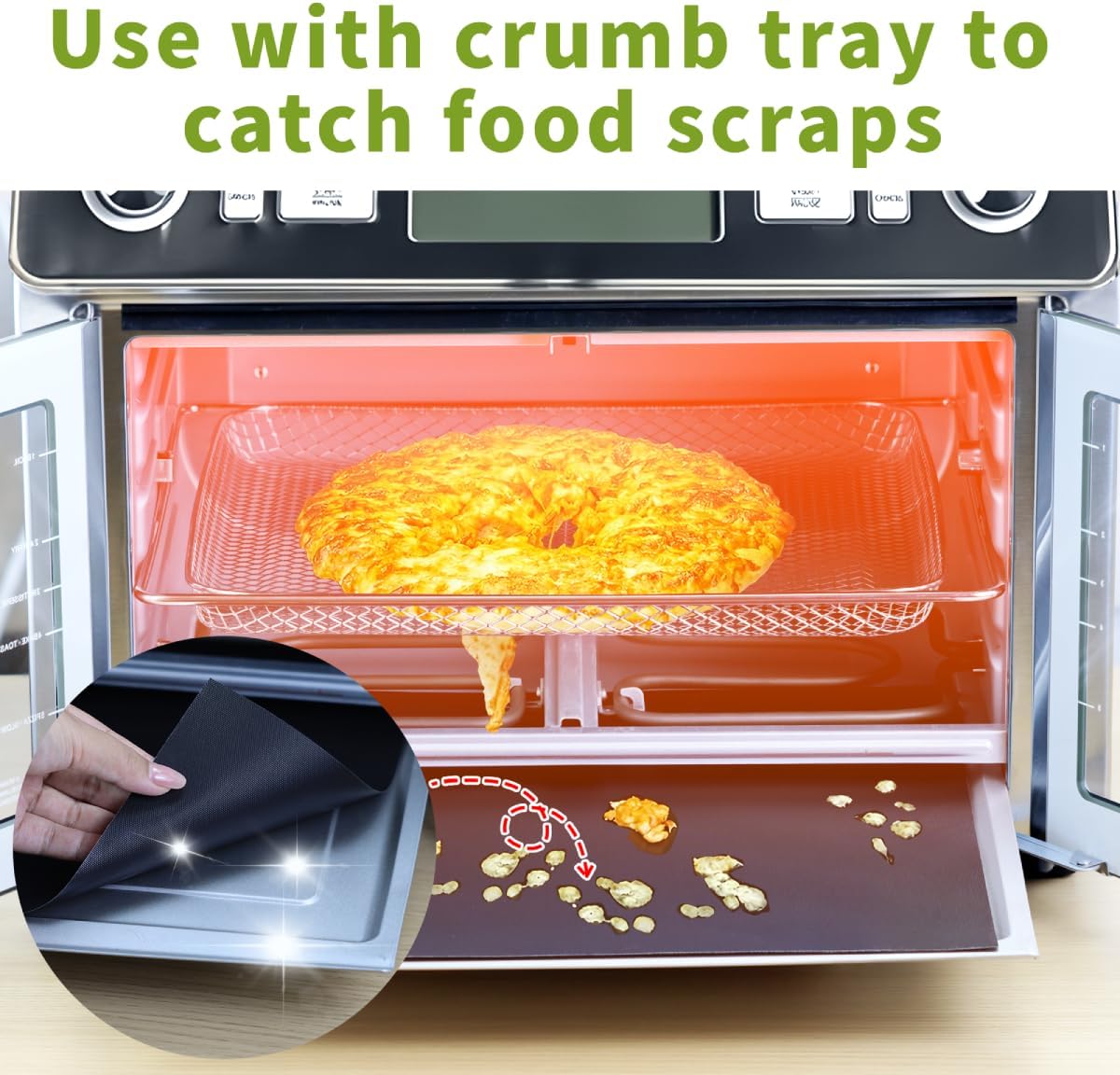 Air Fryer Accessories for Ninja DT201 DT251, 4pcs Black Liners and 1pack Replacement Crumb tray Pan for Ninja DT201