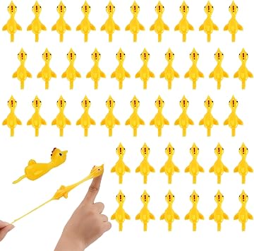 42 PCS Flying Chicken Slingshot, Rubber Chicken Slingshot, Chickens Slingshot Finger for Birthday, Party Favors, Gift, Activity Prizes, Goodie Bag Stuffer Yellow