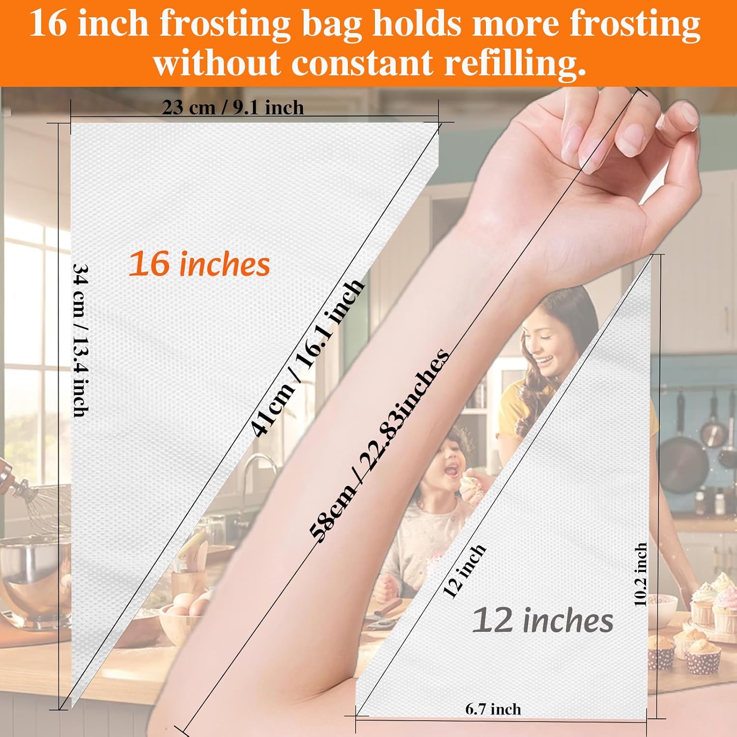 16 Inch Disposable Piping Bags, 500 PCS Icing Bags | Large Thickened Pastry Bags for Icing, Buttercream, Baking and Cooking, Disposable Design for Easy Use.
