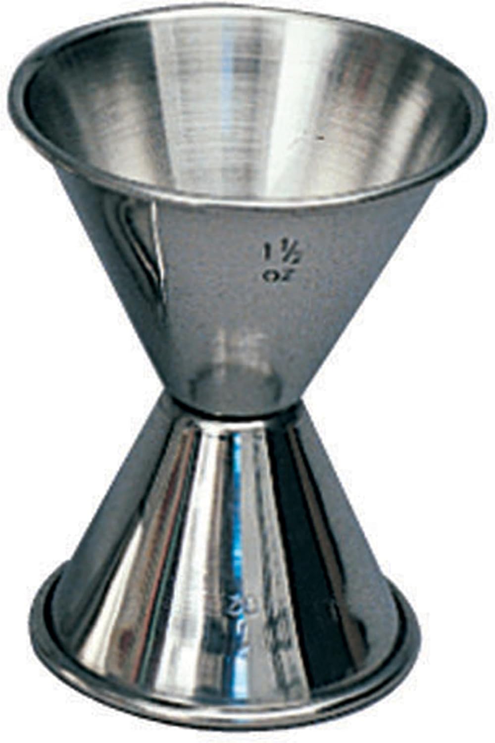 Spill-Stop 100-17 Jigger, Stainless Steel Rolled Edge, Polished Finish, 1 oz x 1-1/2 oz Double-Sided Liquor Measuring Cup, Bartending Essential Bar Tool, Pack of 12