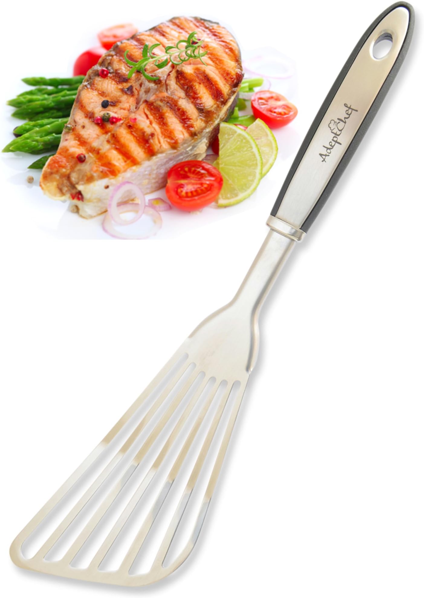 Fish Spatula - Stainless Steel, Slotted Turner - Thin-Edged Design Ideal For Turning & Flipping To Enhance Frying & Grilling - Sturdy Handle, Multi-Purpose - Buy Yours TODAY!