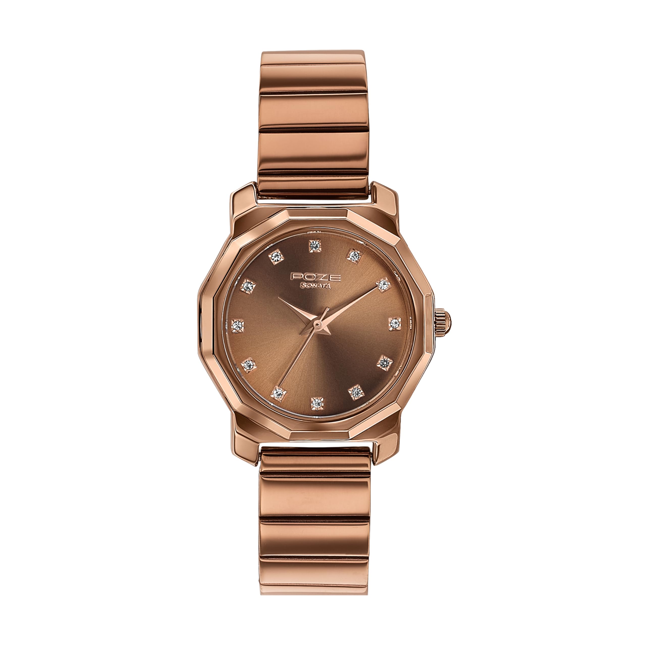 poze drop 6 quartz coffee round dial women's watch | cut foled/sheet strap material | watches for women | watches for women analog - sp80131qm01
