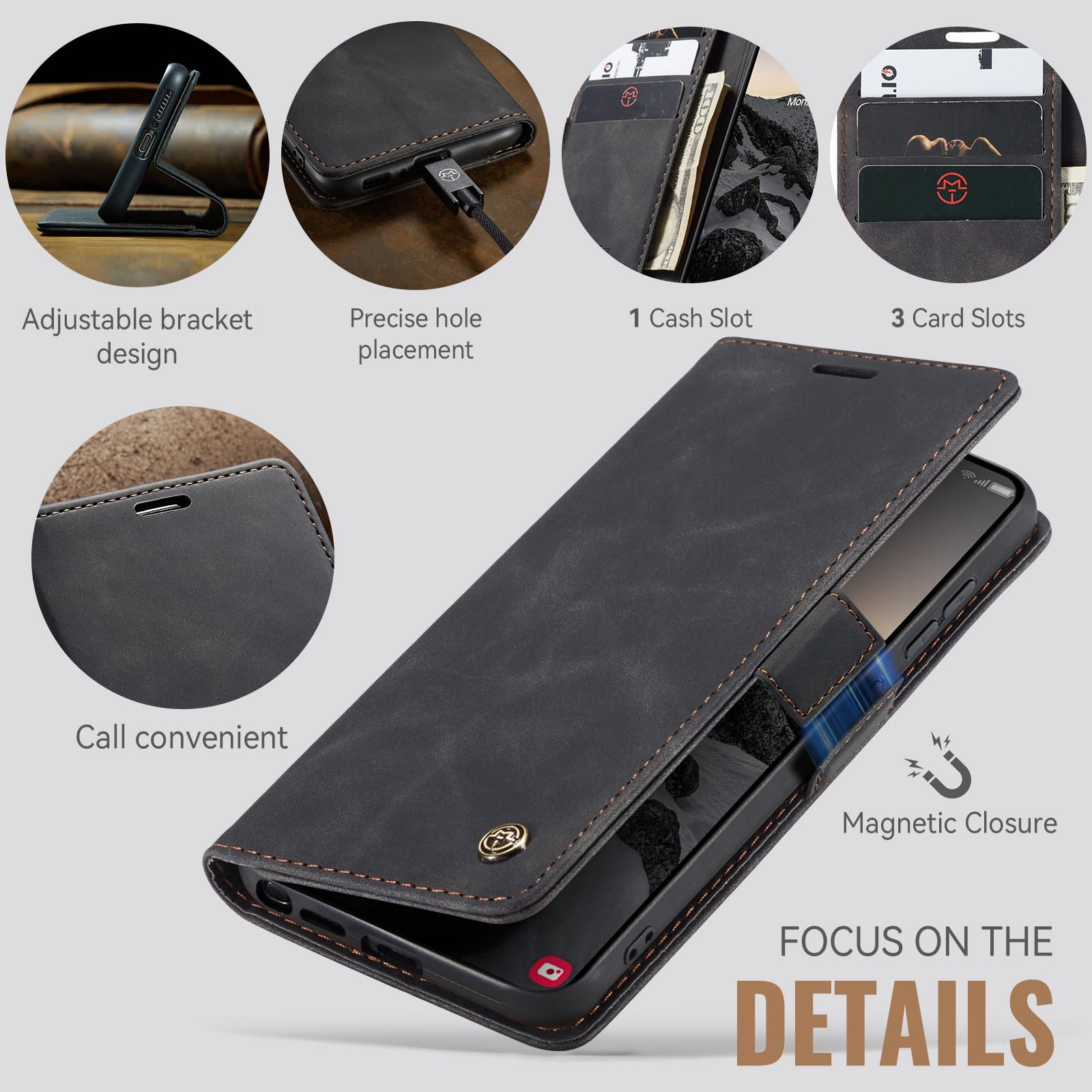 Cover per Samsung Galaxy S26 Ultra 5G, Premium PU Pelle Custodia, Magnetica Carta Fessura Portafoglio Case, Flip Cavalletto Custodia per Samsung Galaxy S26 Ultra - Nero
