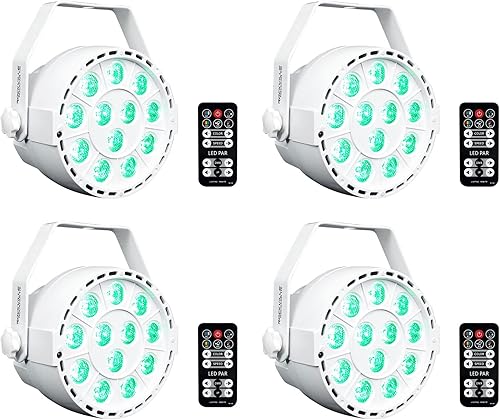 Miniatura 1 de Rockville RockPAR TRI LED RGB Compact Par Can Pro DJ DMX Wash Light+Remote Blanco