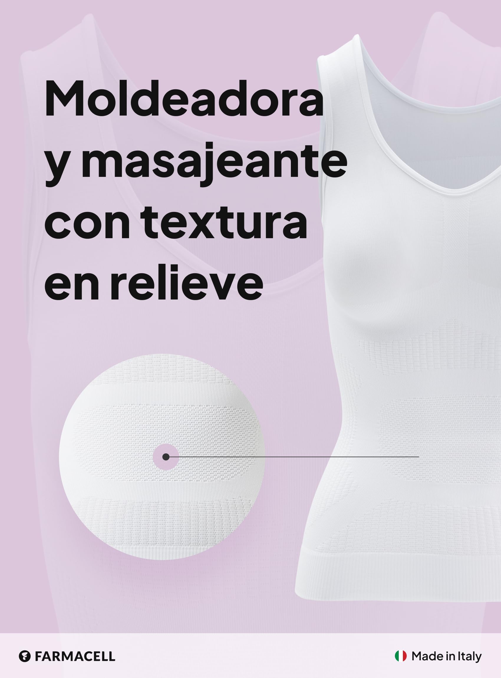 Farmacell Camiseta Reductora Mujer Anticelulitis Masaje con Efecto Push Up y Vientre Plano, Made in Italy, 342