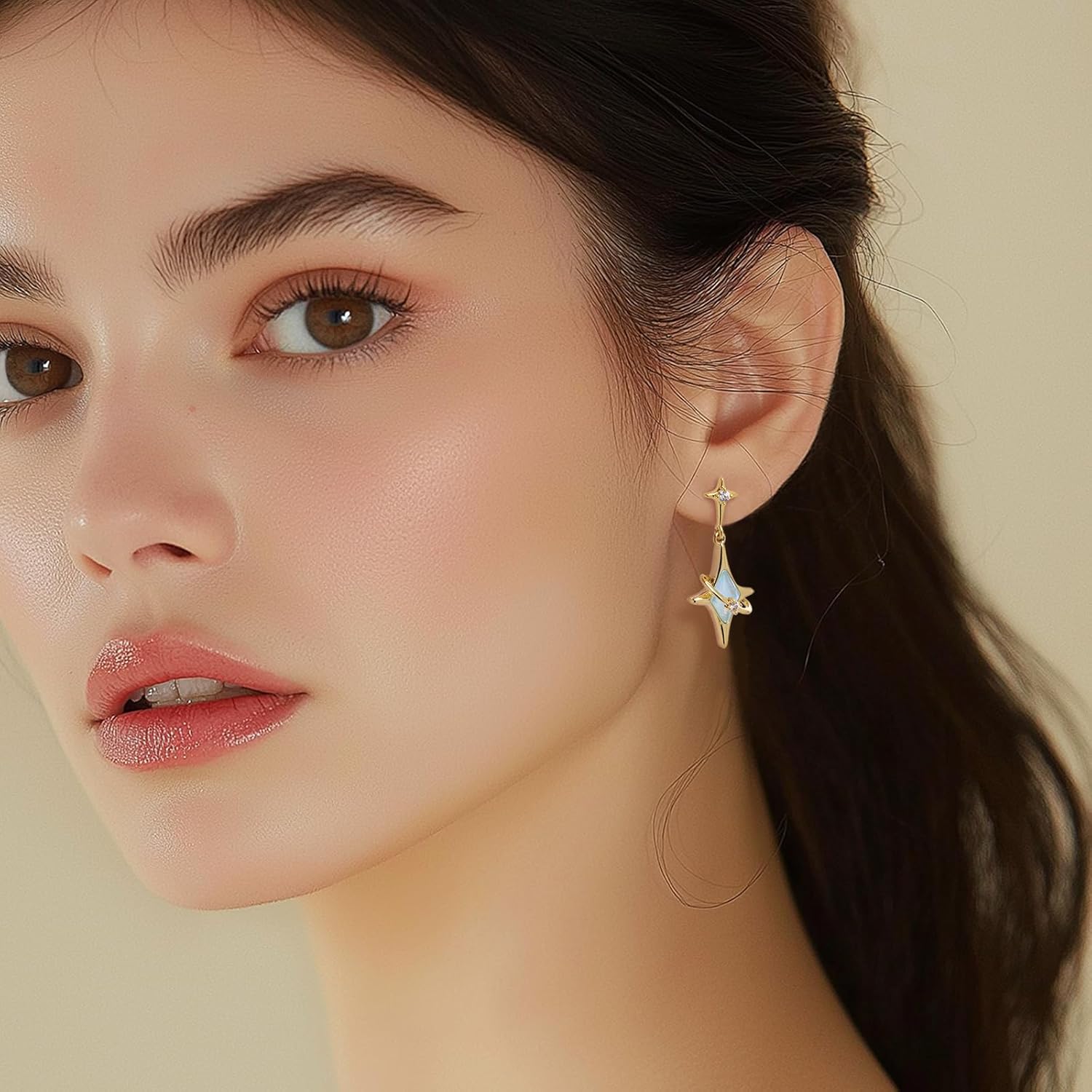 Sonateomber Star Drop Dangle Earrings for Women Trendy Unique Sparkly Rhinestone Stud Fashion Jewelry Gift - Image 2