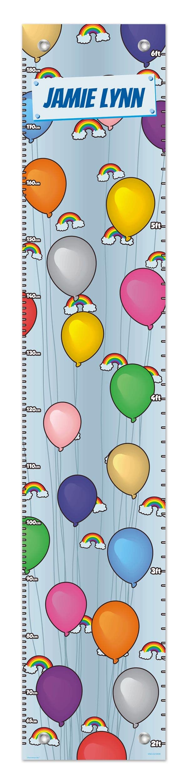 Custom Kids Room Decor Balloons and Rainbows Growth Chart for Kids 2-Pack Vinyl Growth Chart