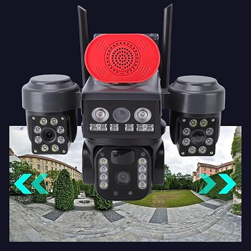 Miniatura 2 de ciciglow Cámara de seguridad solar de triple lente, cámara WiFi de 2.4 GHz, vista de 360 grados, seguimiento de movimiento automático, batería de