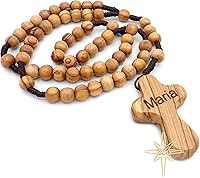 Vista 1 de Rosario personalizado de madera de olivo de Belén, nombre propio, regalos para niños, confirmación, primera comunión, bautismo para niños y niñas.
