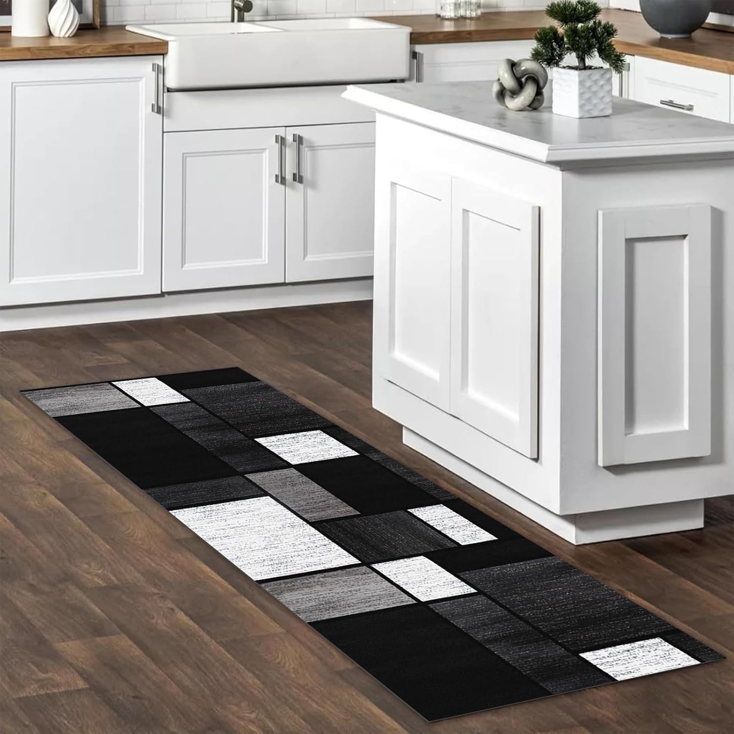 グレー ブラック ランナー ラグ 玄関用 - 高耐久 エクストラロング カーペット ランナー 1m 1.5m 2m 2.5m 3m