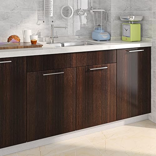 Miniatura 2 de FunStick Papel de contacto de madera de nogal marrón de 36 x 200 pulgadas de grosor, despegar y pegar, papel tapiz de madera impermeable para