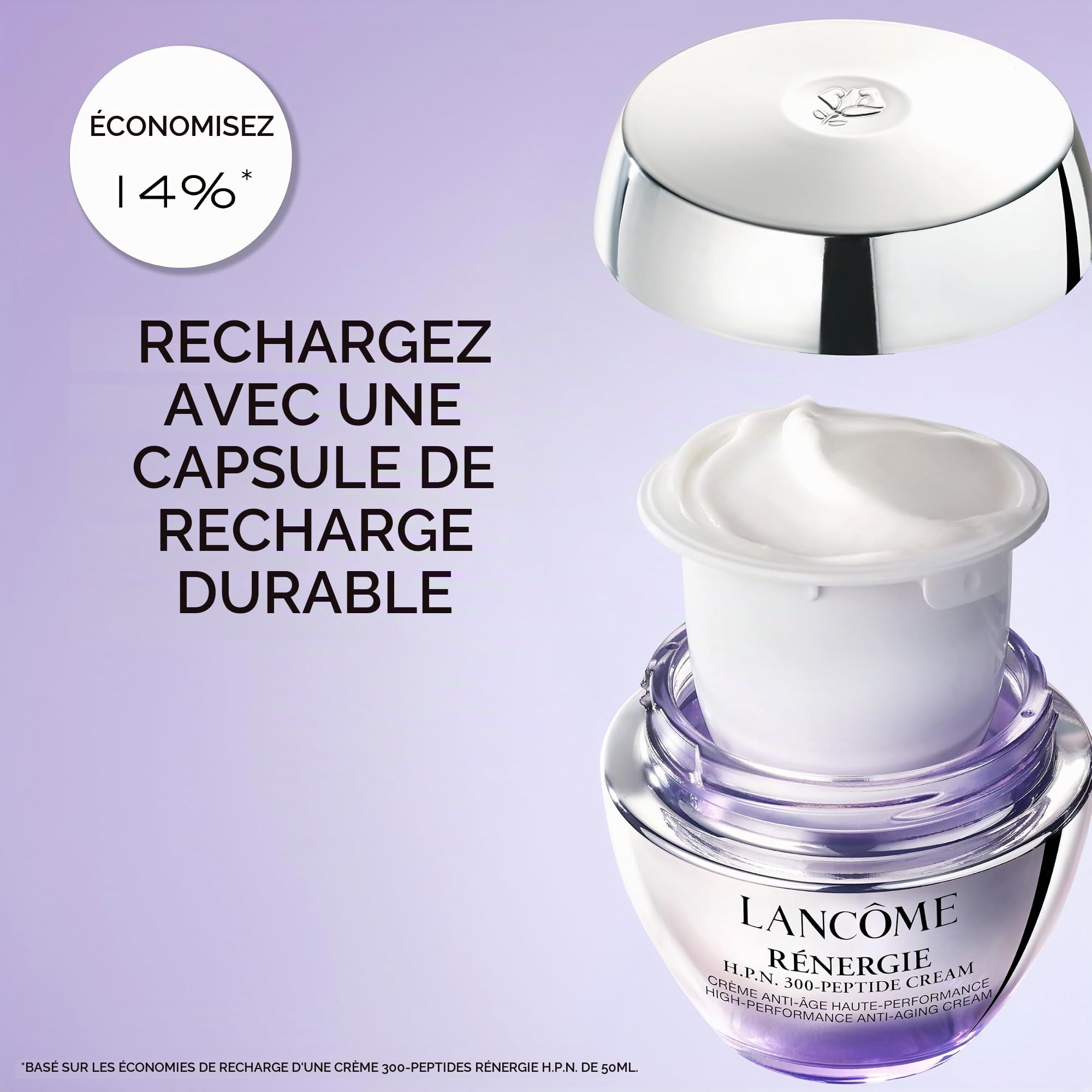 Lancôme - Rénergie H.P.N. 300-Peptide Crème Anti-Âge Haute Performance Rechargeable - Soin Visage, Cou et Front Raffermissant Anti-Rides et Anti-Taches - Haute Sensorialité - Fabriqué en France