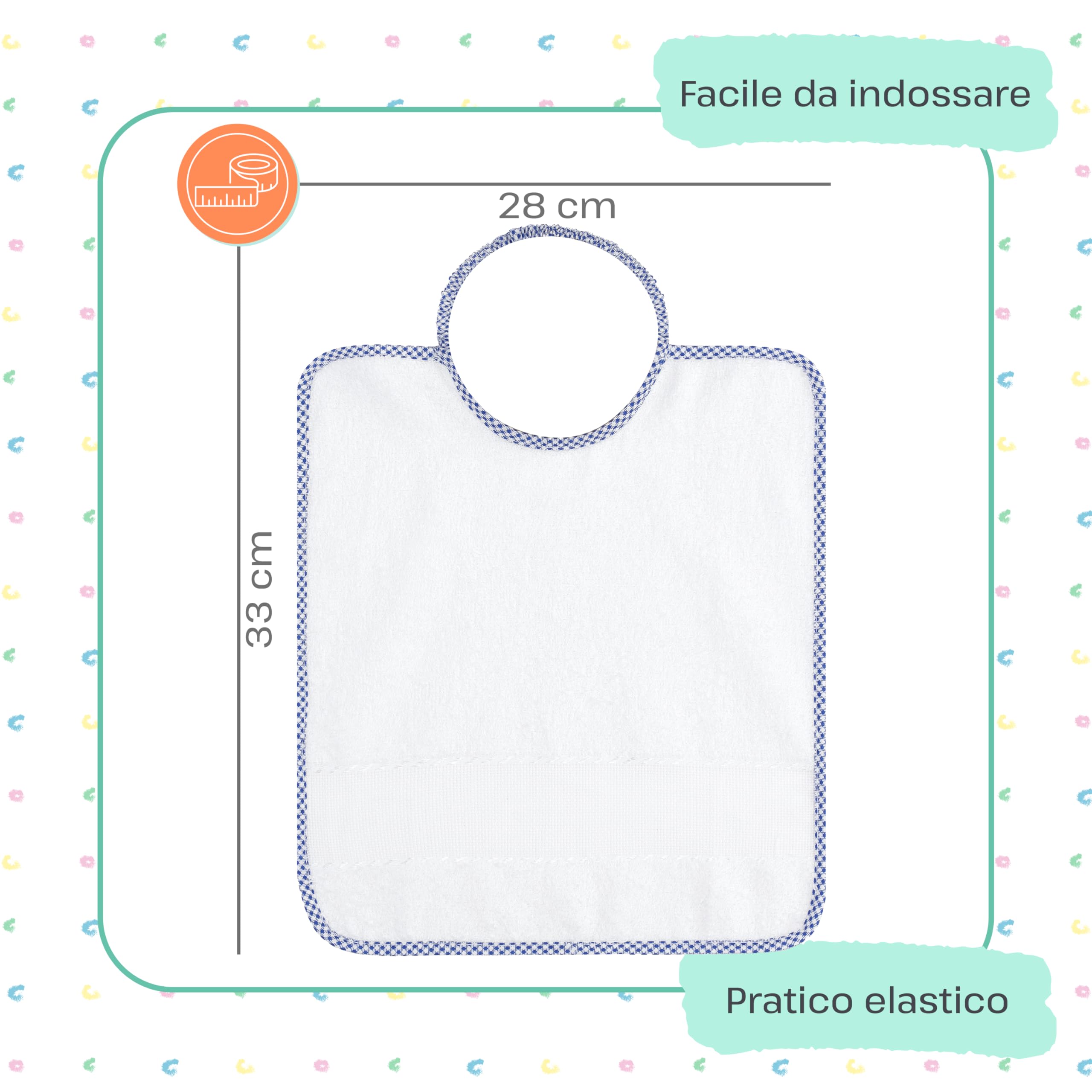 EMMEBi Aida Cloth Bibs for Embroidery Kindergarten Elastic Terry Cotton Children Made in Italy, Baby Aida, 33 x 28 cm - Image 2