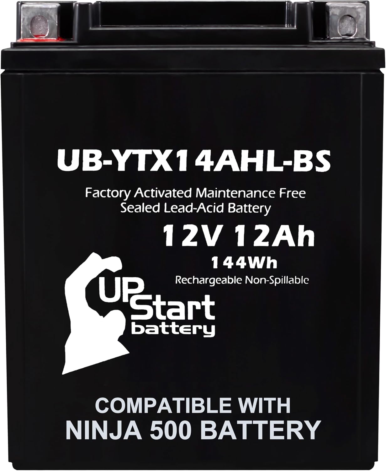 UB-YTX14AHL-BS Battery Replacement for 2005 Kawasaki EX500-D Ninja 500 500 CC Motorcycle - Factory Activated, Maintenance Free, Motorcycle Battery - 12V, 12AH, UpStart Battery Brand