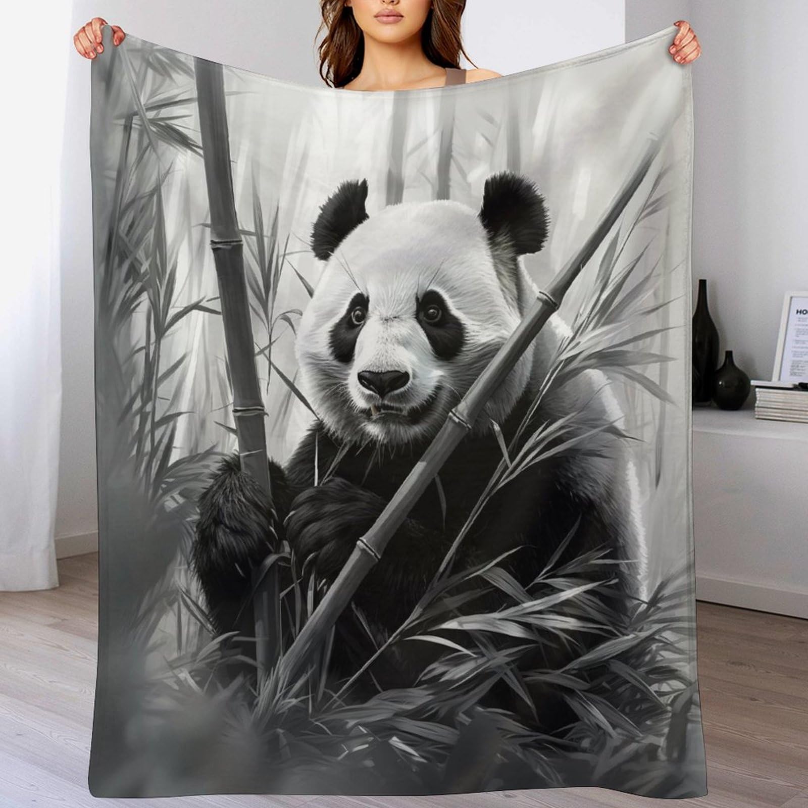 Jeté de canapé panda en flannel douce pour vos soirées cocooning