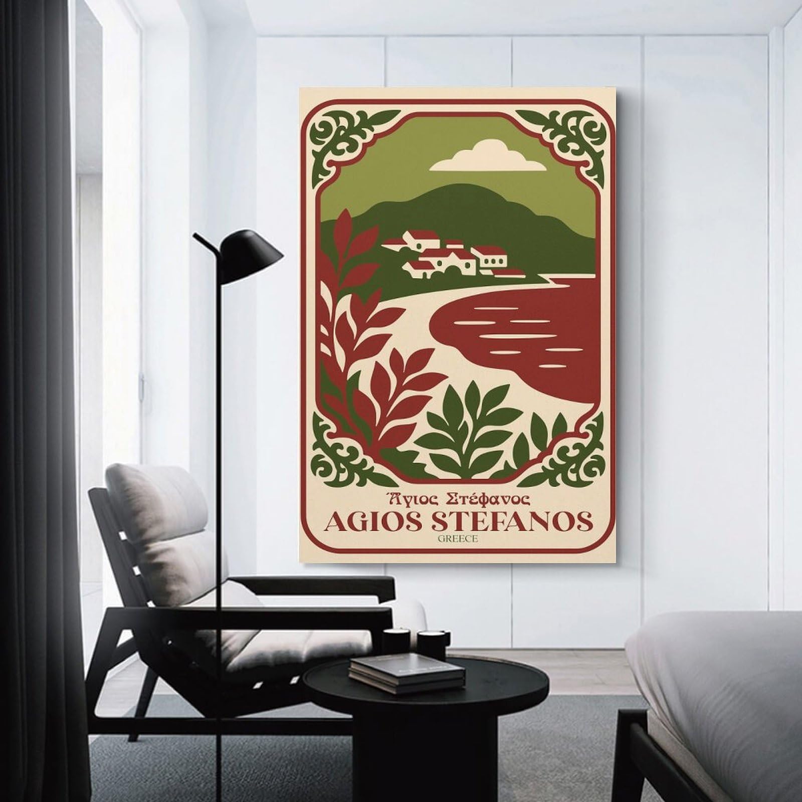 Junmoney Agios Stefanos Greece Travel Canvas Wall Decor 16x24inch(40x60cm), for Entrance Walls, Hall Decor Or Foyers, Wall Decor to Refresh Empty Corners