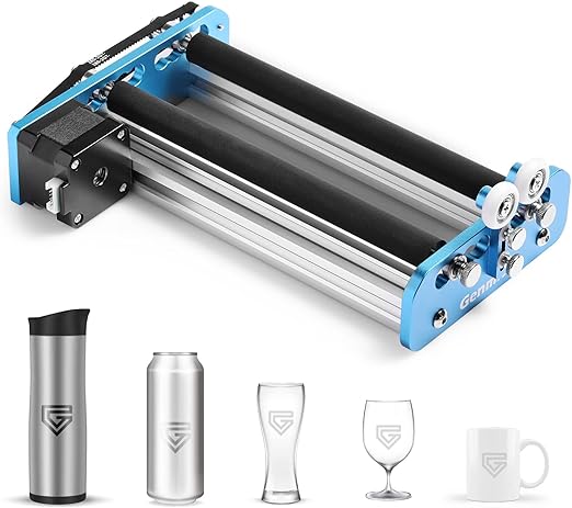 Laser Rotary V2 for Laser Engravers, Laser Cutters, Laser Rotary Roller Attachment, Y-axis Rotary Roller Engraving Module for Laser Engraving Cylindrical Objects, Wine Glass, Tumblers, Pens