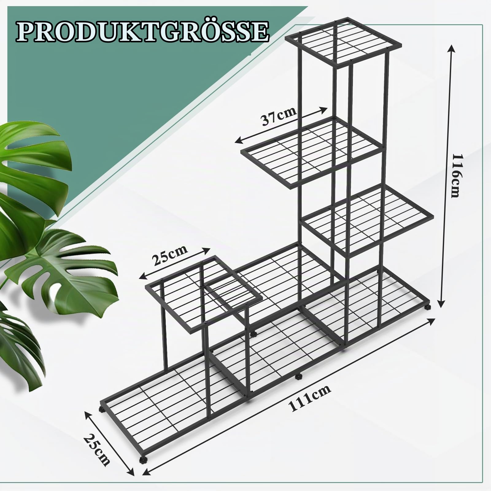 CPROSP Blumenregal 5-Stufiger aus Metall, Blumenständer Indoor, Pflanzenständer Modern, Blumenbank, Pflanzentreppe/Pflanzenregal für den Balkon