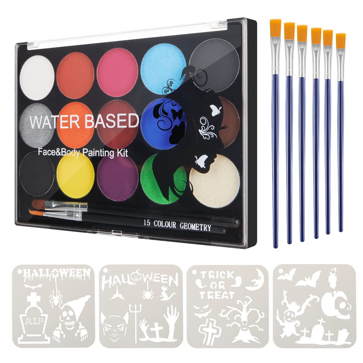 EYESEEK Face Paint Kit For Kids, Water Activated 15 colors Face