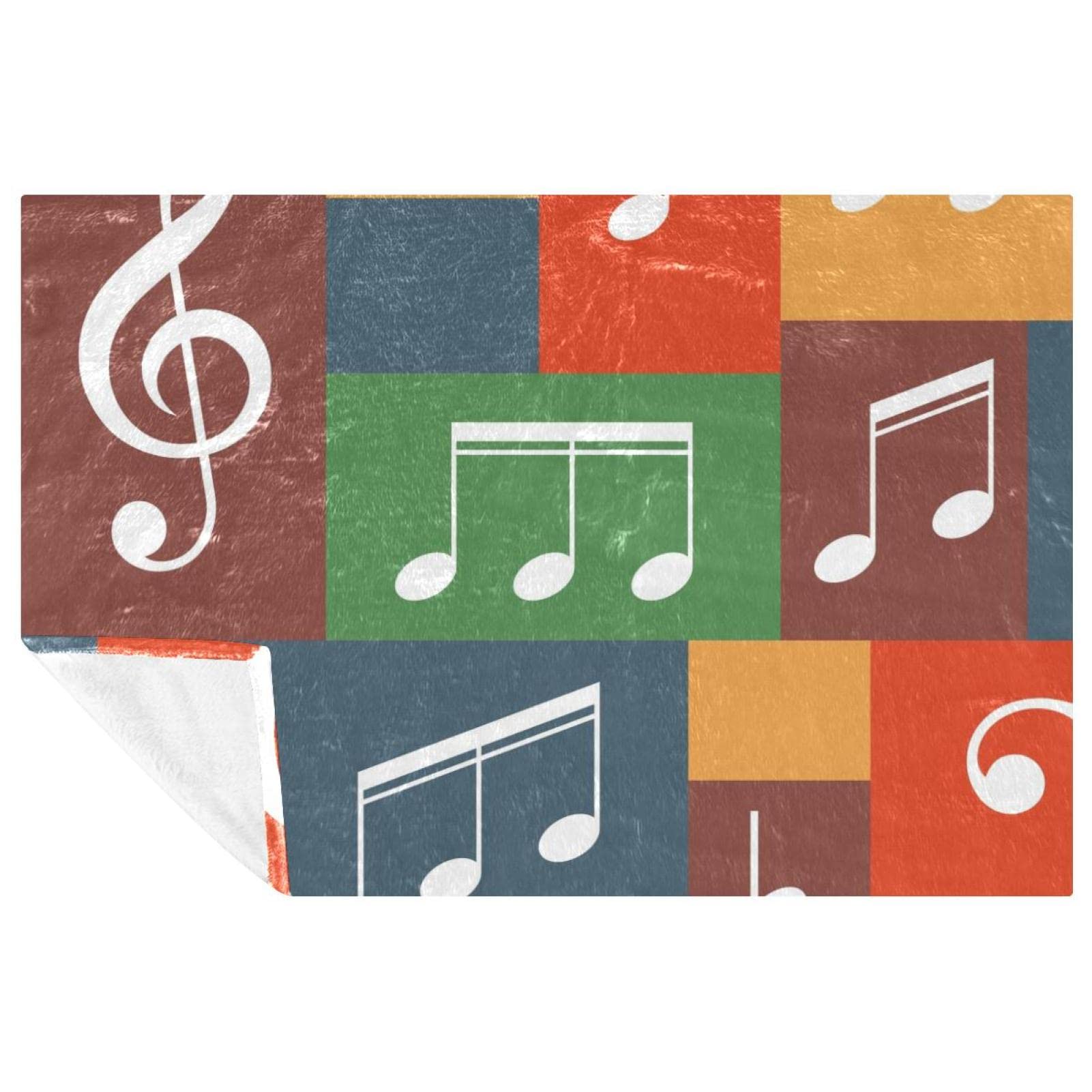 Couverture lit chaude imprimé musical | Plaid canapé et camping coloré 150x100