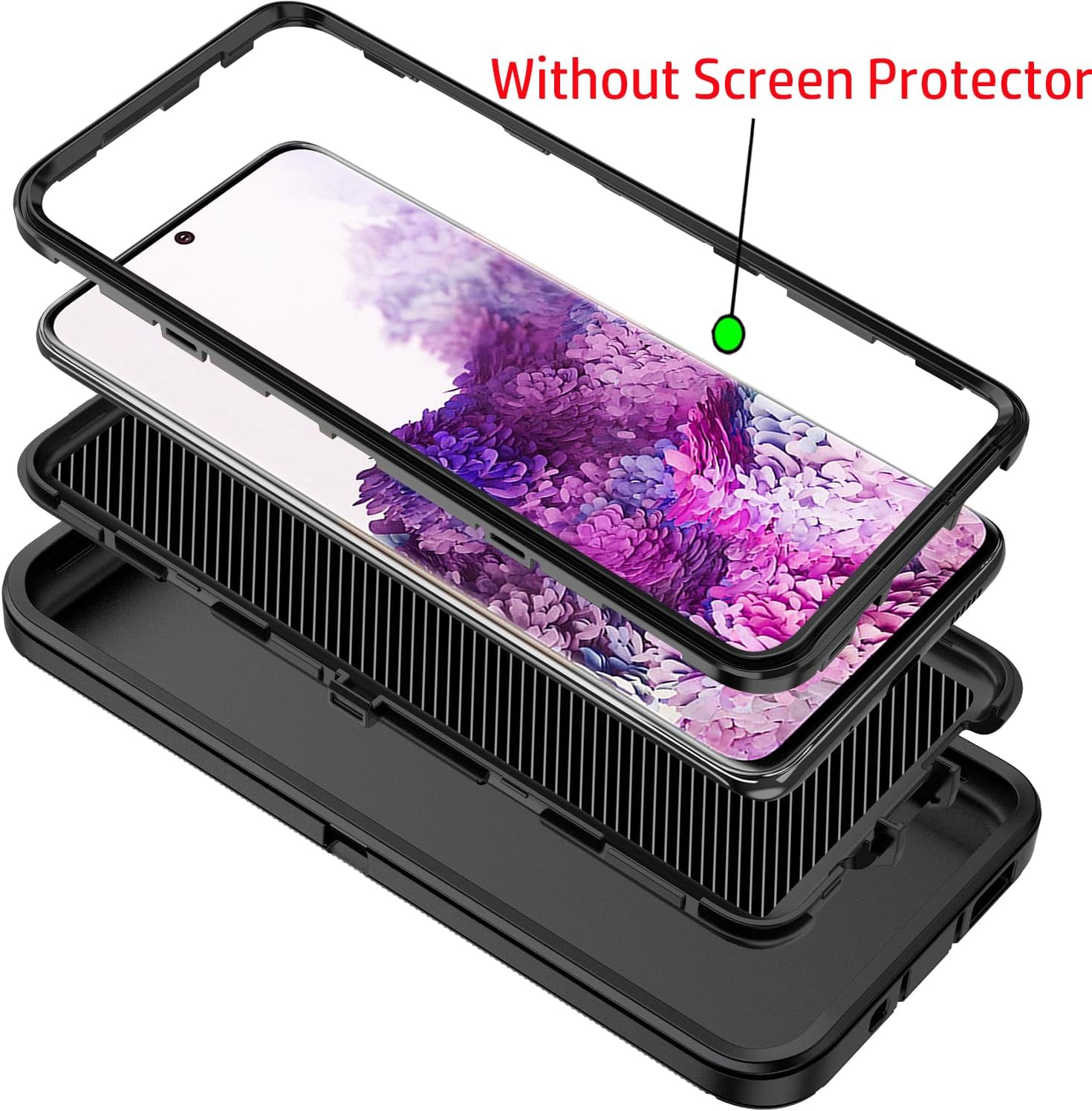 for Galaxy S20 5g Case,Shockproof Dropproof Dustproof 3-Layer Full Body Protection Rugged Heavy Duty High Impact Hard Cover Case for Galaxy S20 6.2 inch,Black