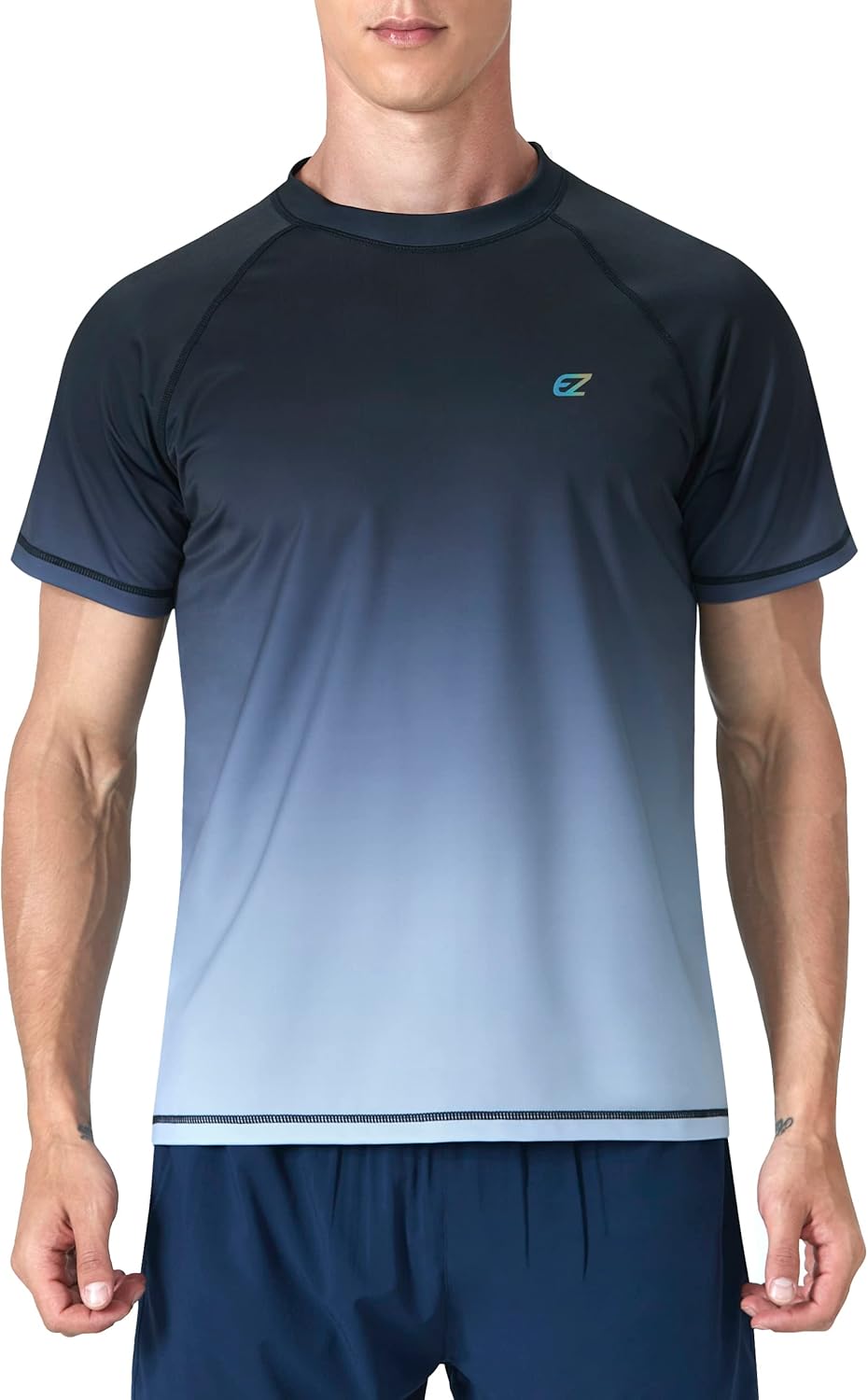 Miniatura 3 de Camisetas de natación para hombre, manga corta, protección solar UPF 50+, protección solar UV, secado rápido, natación, pesca, agua, playa, camisetas