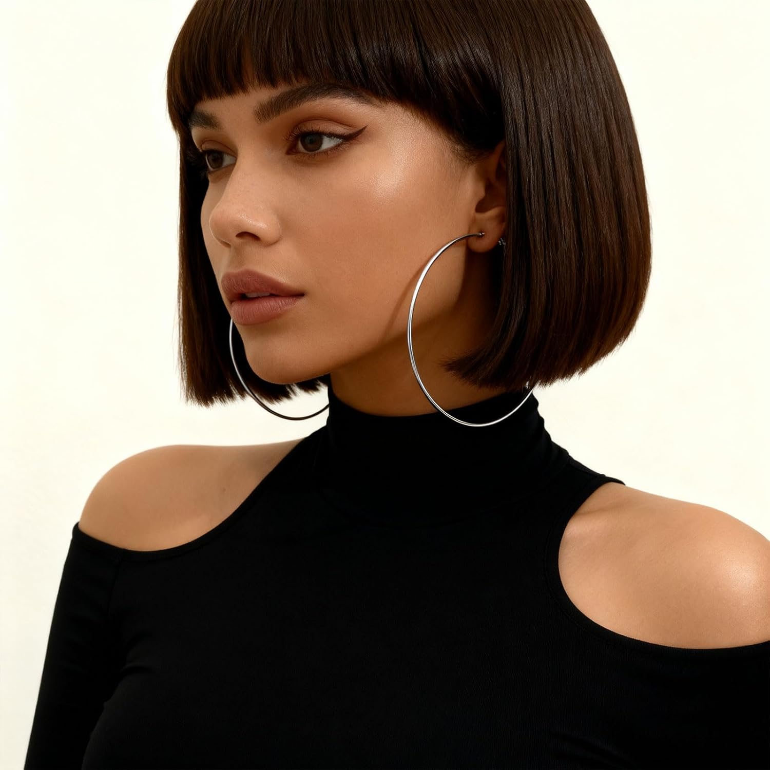 Large Hoop Earrings for Women 75mm 90mm 120mm Chunky Gold Hoops Lightweight Big Hoop Earrings Thick Thin Silver Hoops Earrings for Women Chunky Silver Jewelry