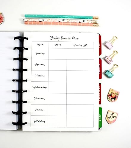 Miniatura 3 de Weekly Dinner Planner Inserts for 9-Disc Classic Happy Planner, Classic Happy Planner Meal Planner, Pre-punched Happy Planner Inserts, Grocery List