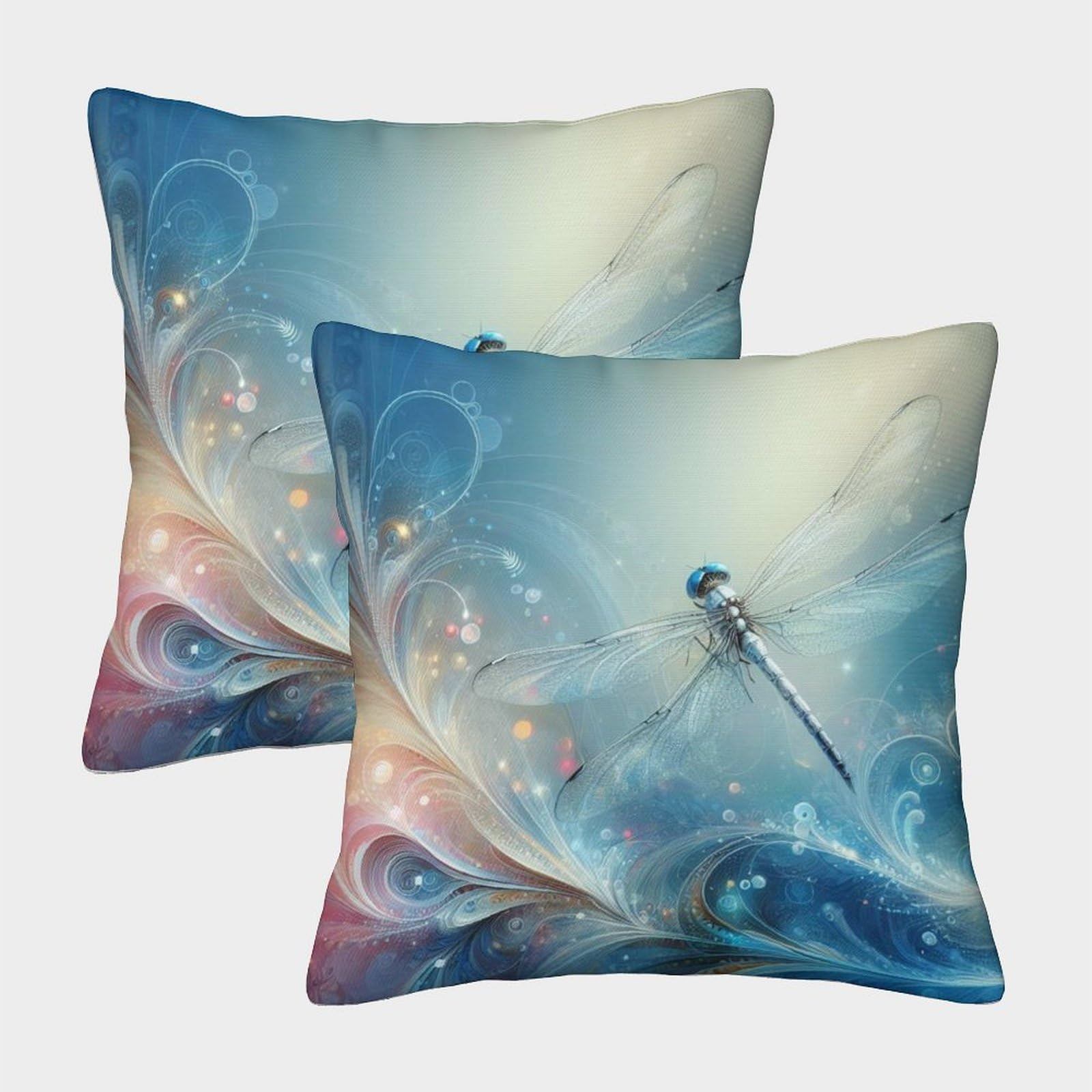 Phqazwsxe Style-13 Dragonfly Pillow Cases Set Of 2 Cozy Pillowcases Art Cushion Cover With Invisible Zipper Decor For Couch Livingroom 50X50cm