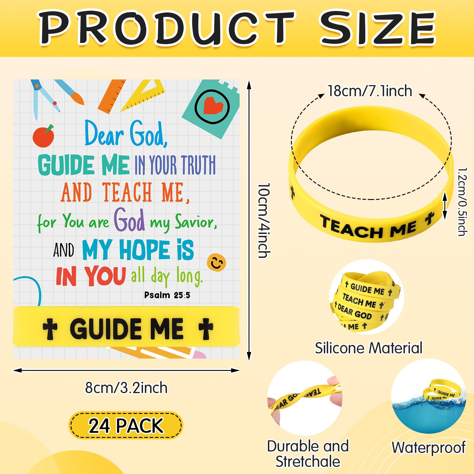 Wiwiqing 24 Sets End of The Year Gifts for Students Bible Verse Bracelets Christian Cards Religious Silicone Bracelets Motivational Wristbands for Kids Women Sunday School Bible Lesson Church Group
